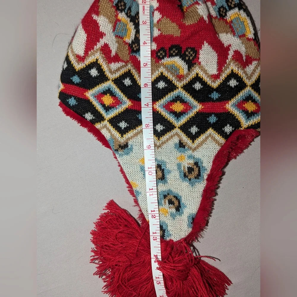 Muk Luks Faux Fur Lined Knit Tassel Hat with Ear Flaps Hot Pink - Picture 7 of 7